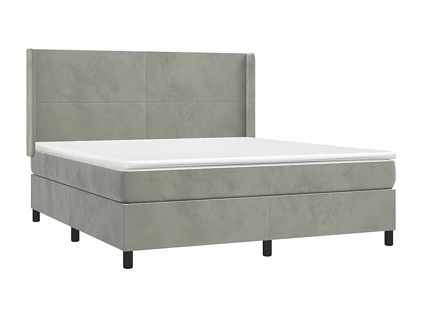 Sommier à lattes de lit et matelas Gris clair 180x200 Velours