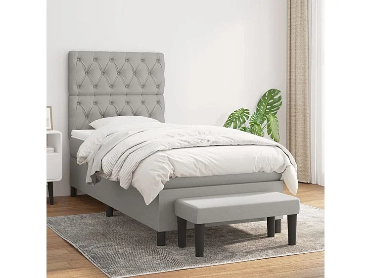 Sommier à lattes de lit avec matelas Gris clair 80x200 Tissu