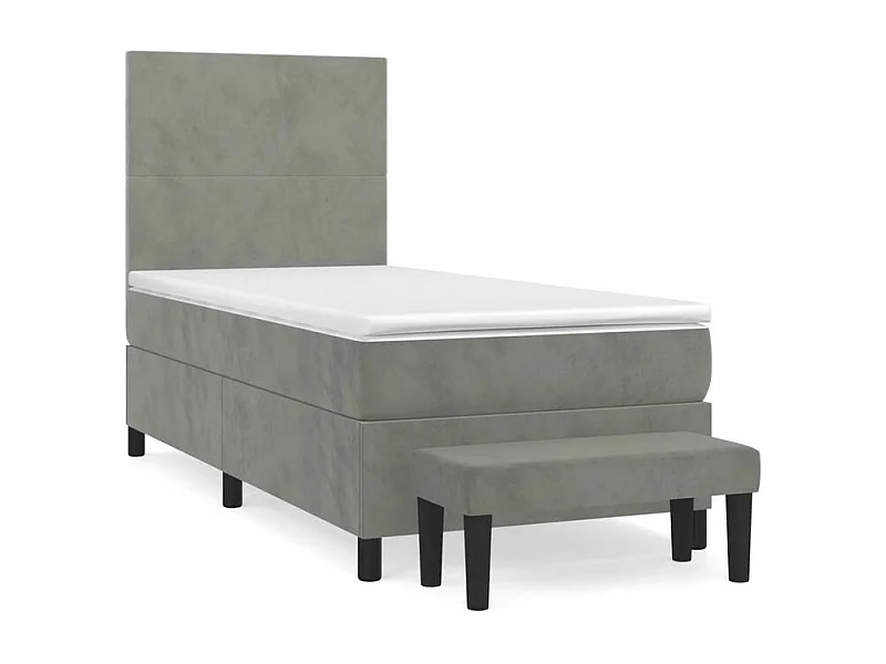 Sommier à lattes de lit et matelas Gris clair 100x200 Velours