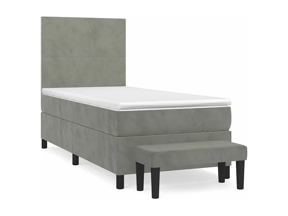 Sommier à lattes de lit et matelas Gris clair 100x200 Velours