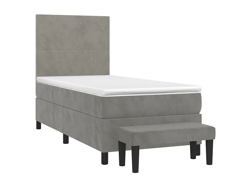 Sommier à lattes de lit et matelas Gris clair 100x200 Velours