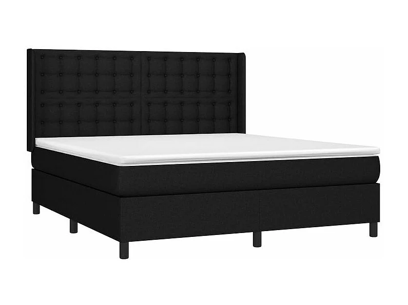 Sommier à lattes de lit matelas et LED Noir 160x200 Tissu