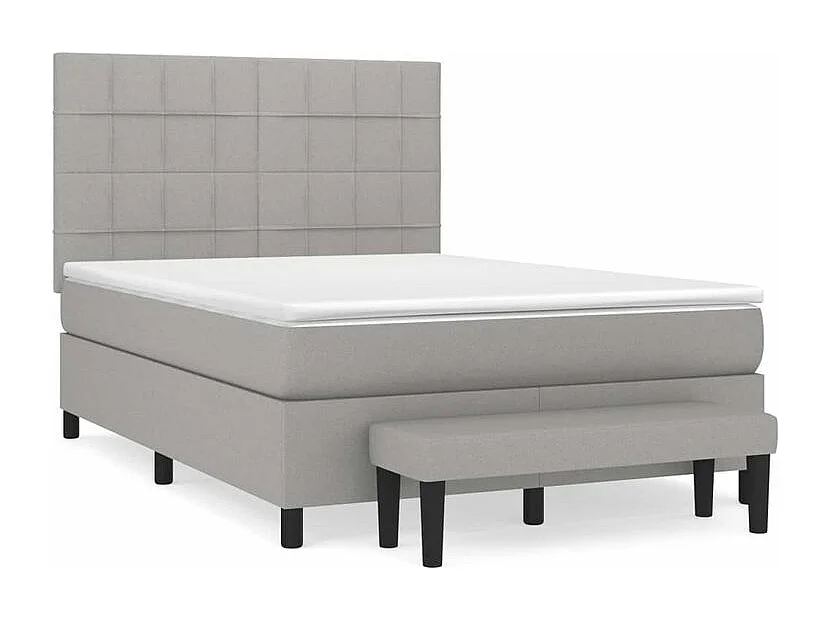 Sommier à lattes de lit avec matelas Gris clair 140x190 Tissu