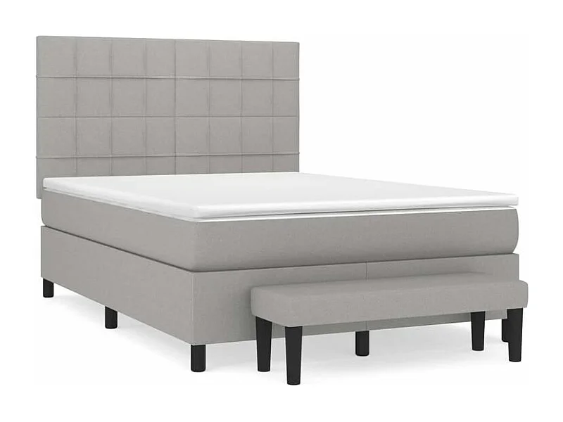 Sommier à lattes de lit avec matelas Gris clair 140x190 Tissu