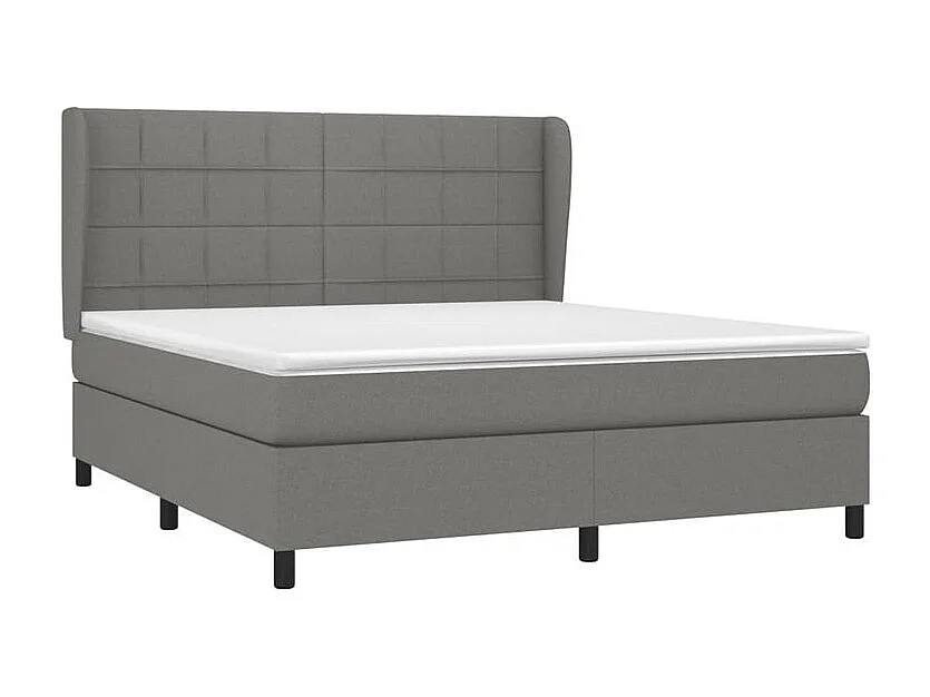 Sommier à lattes de lit avec matelas Gris foncé 160x200 Tissu