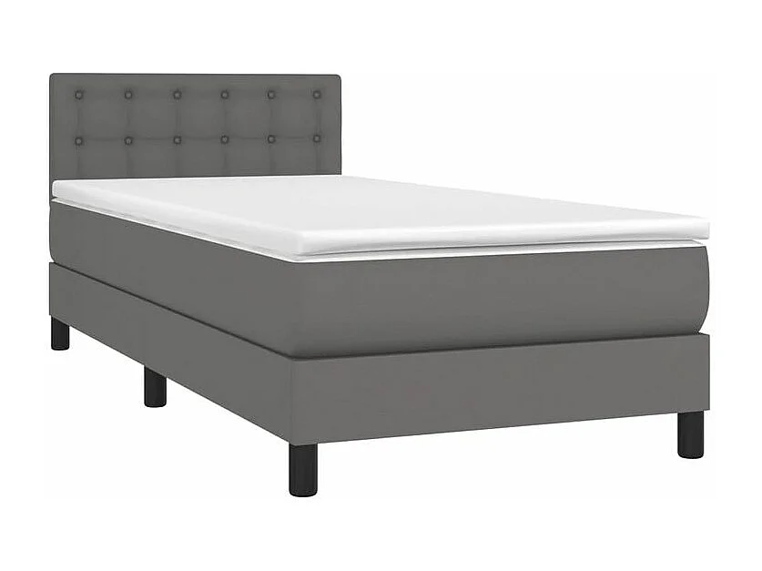 Sommier à lattes de lit avec matelas et LED Gris 90x200