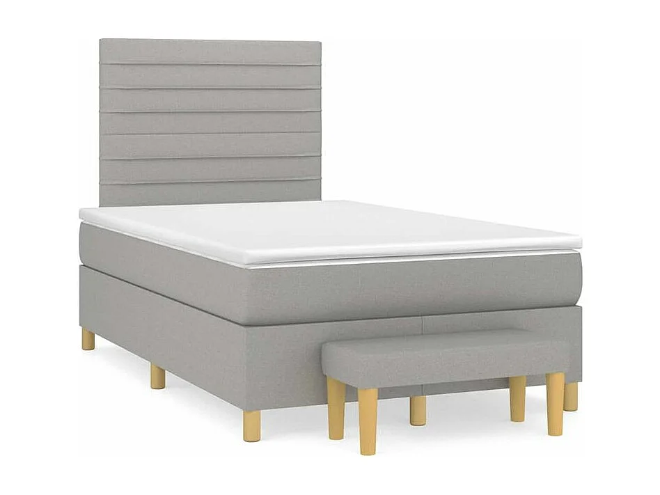 Sommier à lattes de lit avec matelas Gris clair 120x200 Tissu
