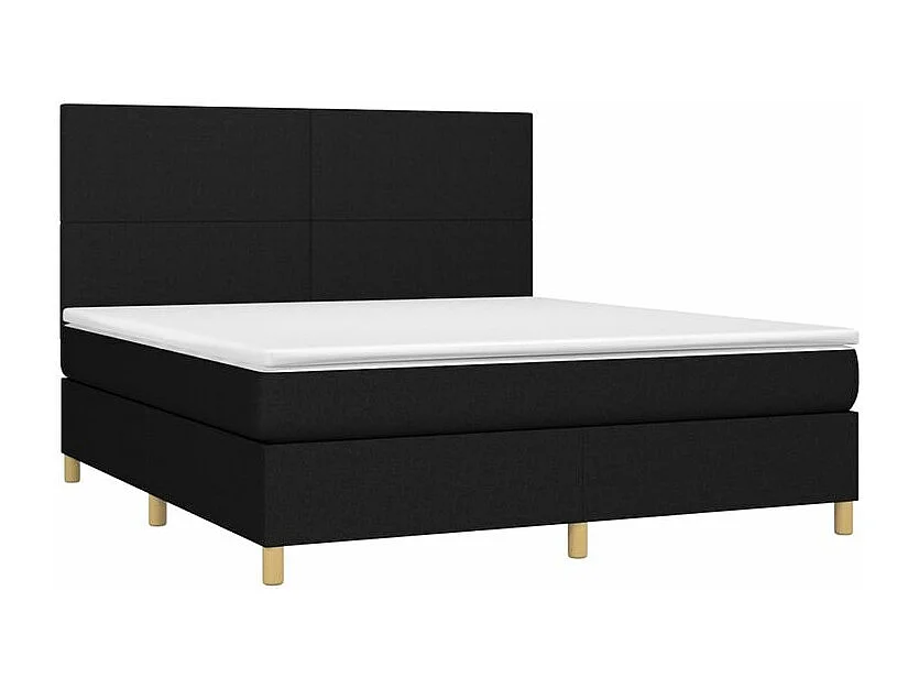 Sommier à lattes de lit et matelas et LED Noir 180x200 Tissu
