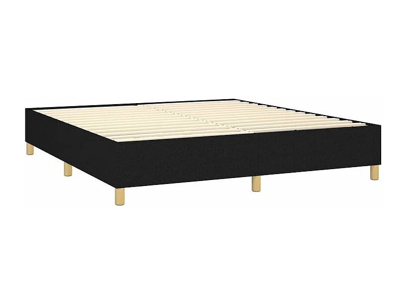 Sommier à lattes de lit et matelas et LED Noir 180x200 Tissu