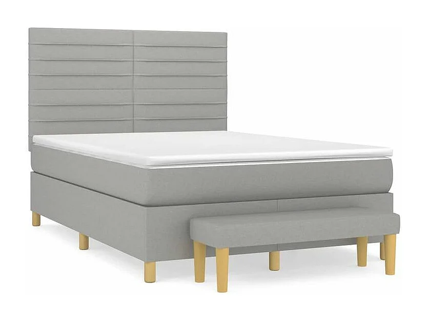 vidaXL Cama box spring con colchón tela gris claro 140x190 cm