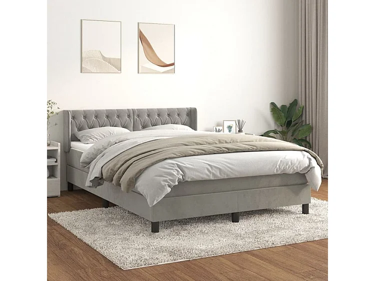 Sommier à lattes de lit et matelas Gris clair 140x200 Velours