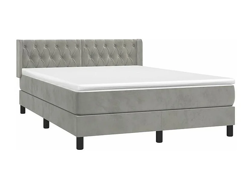 Sommier à lattes de lit et matelas Gris clair 140x200 Velours