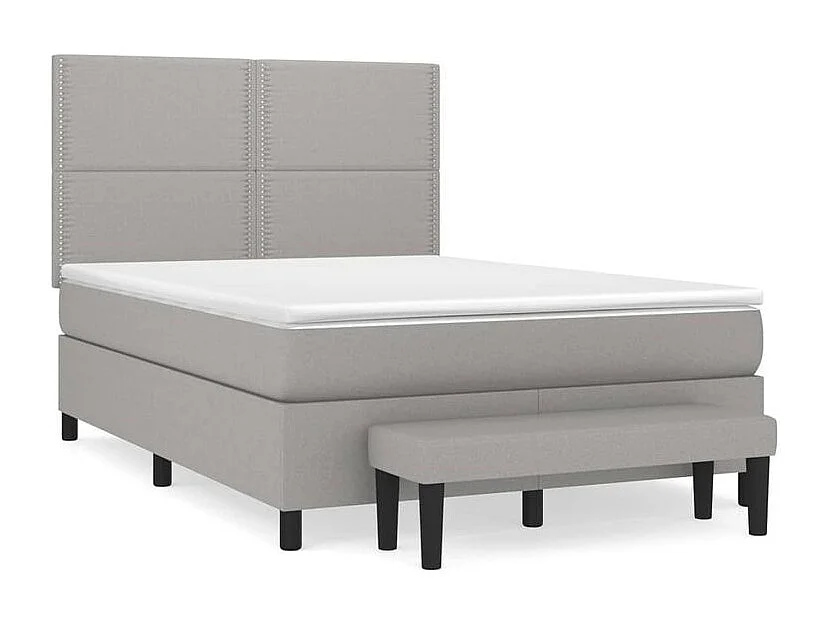 Sommier à lattes de lit avec matelas Gris clair 140x200 Tissu