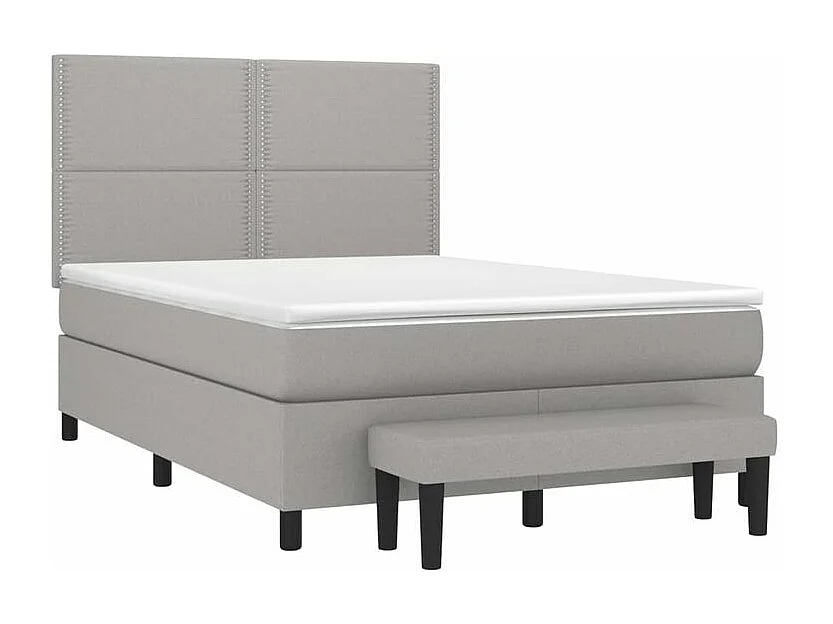Sommier à lattes de lit avec matelas Gris clair 140x200 Tissu