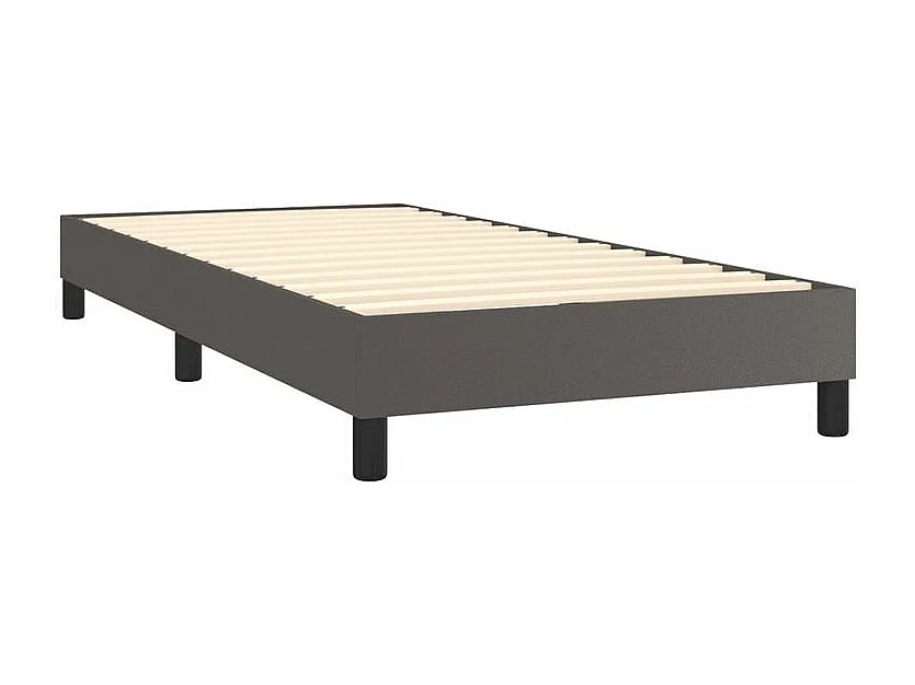 Sommier à lattes de lit avec matelas Gris 90x200 Similicuir