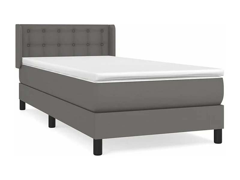 Sommier à lattes de lit avec matelas Gris 90x200 Similicuir