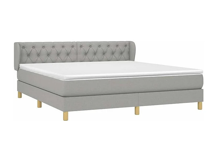 Sommier à lattes de lit avec matelas Gris clair 160x200 Tissu