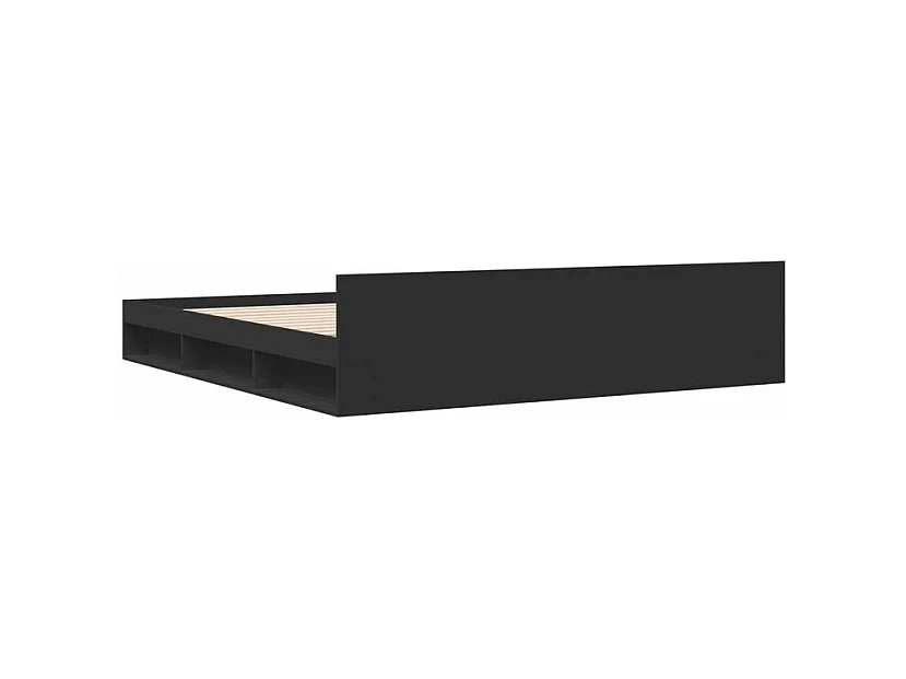 Cadre de lit avec tiroirs noir 200x200 bois d'ingénierie