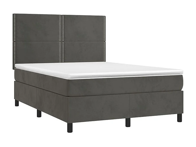 Sommier à lattes de lit matelas et LED Gris foncé 140x200
