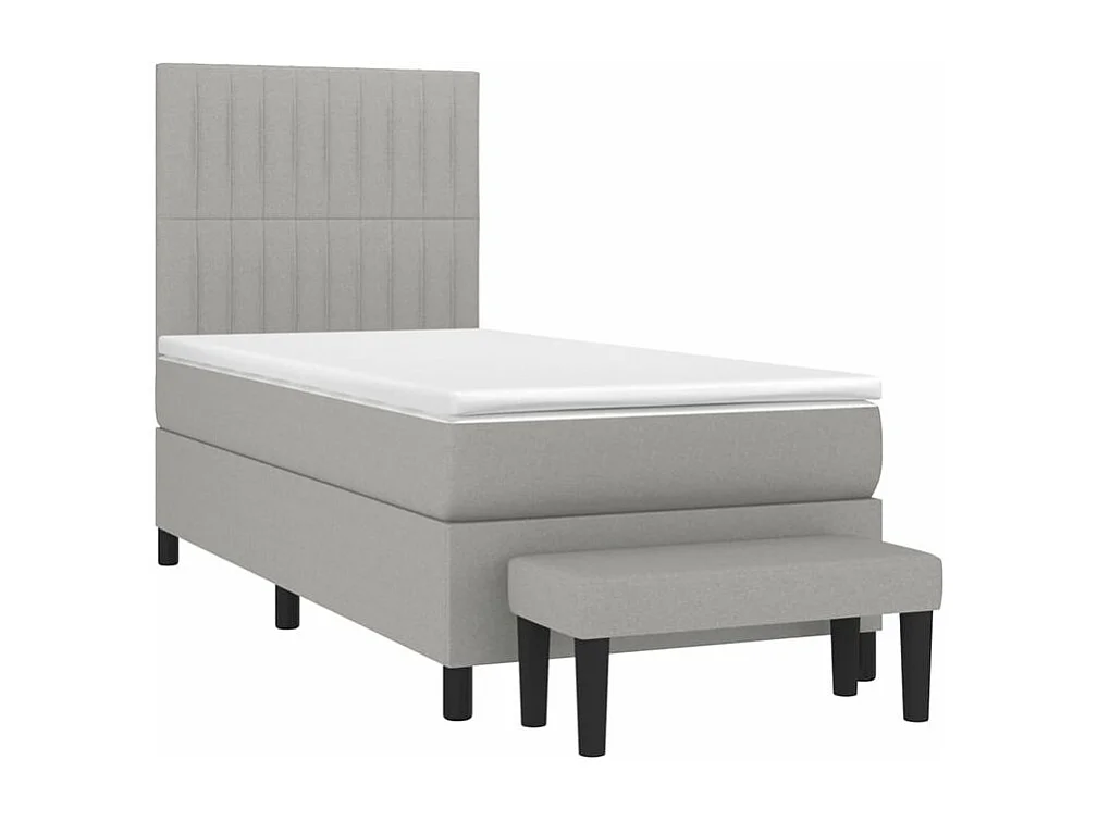 Sommier à lattes de lit avec matelas Gris clair 90x200 Tissu