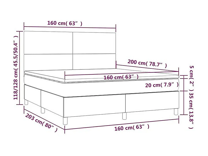 Sommier à lattes de lit et matelas Noir 160x200 Velours