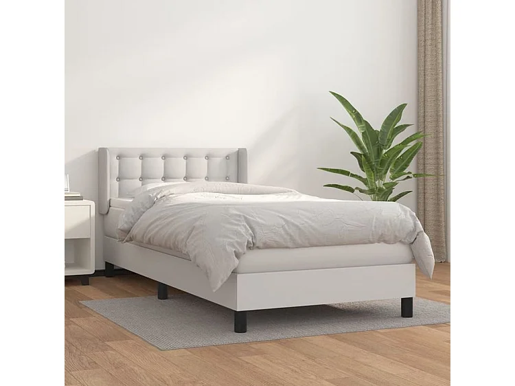 Sommier à lattes de lit avec matelas Blanc 80x200 Similicuir