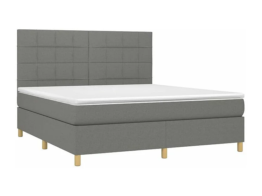 Sommier à lattes de lit et matelas et LED Gris foncé 180x200