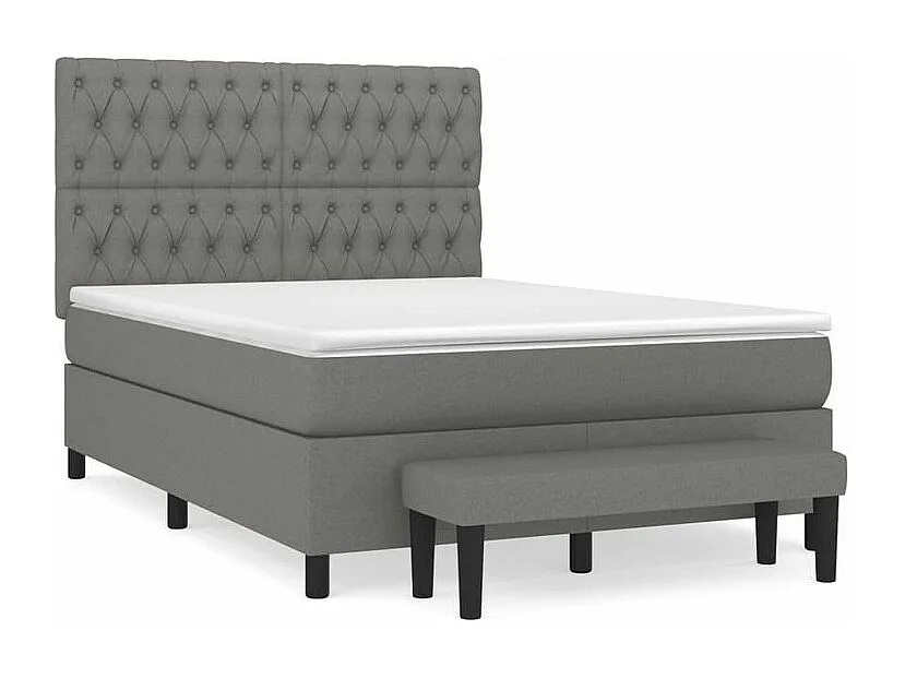 Sommier à lattes de lit avec matelas Gris foncé 140x200 Tissu