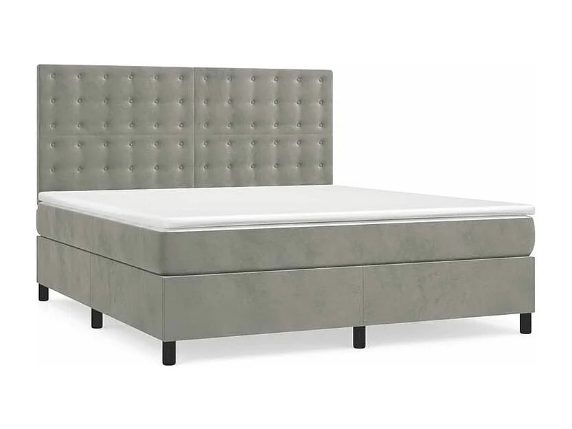 Sommier à lattes de lit et matelas Gris clair 160x200 Velours