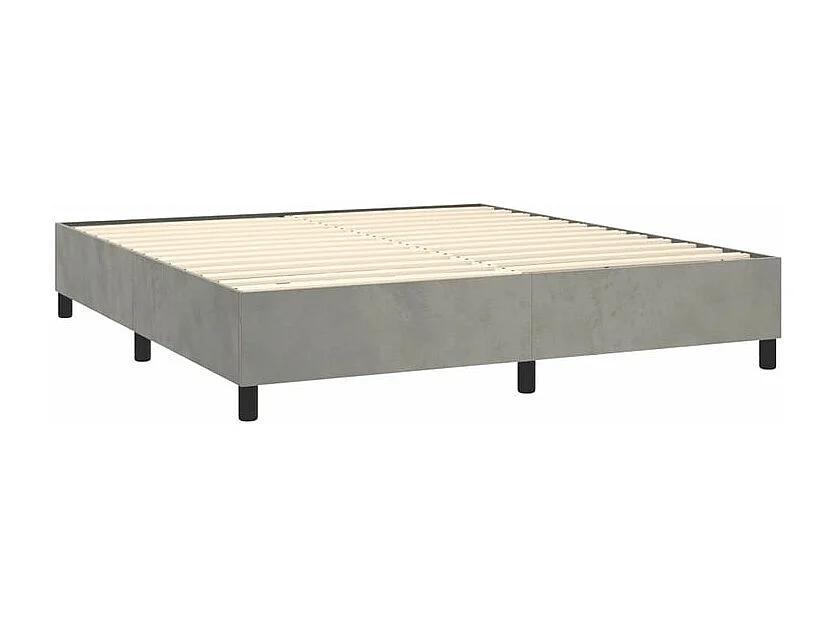 Sommier à lattes de lit et matelas Gris clair 160x200 Velours