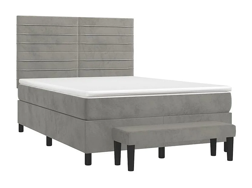 Sommier à lattes de lit et matelas Gris clair 140x200 Velours