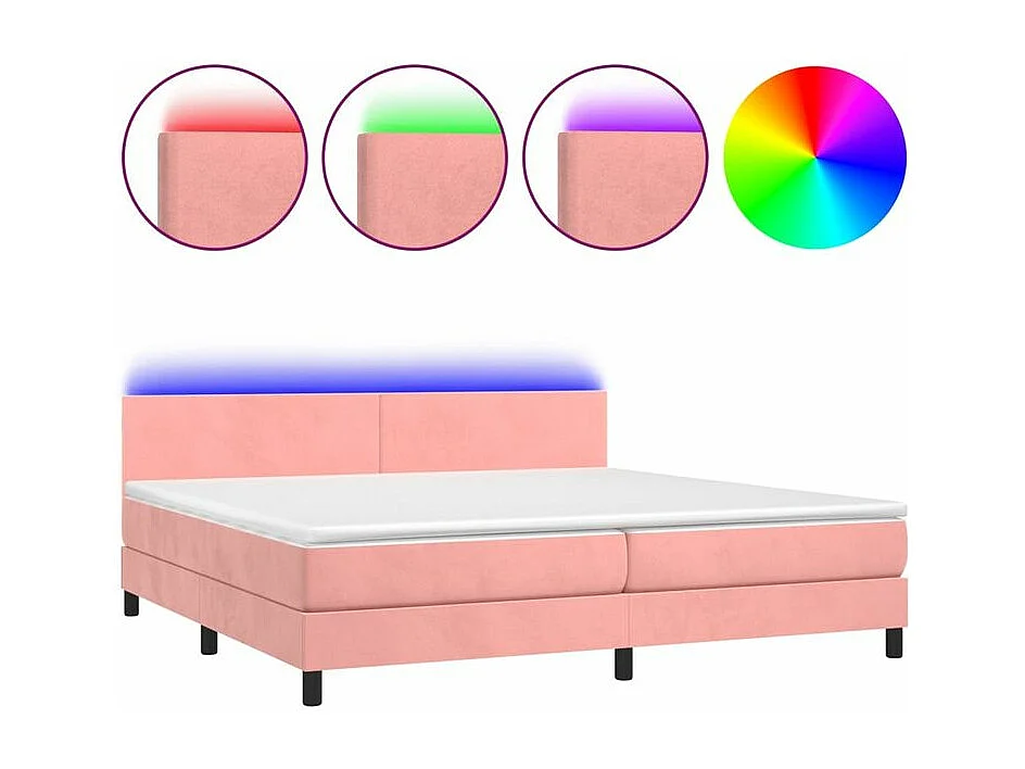 Sommier à lattes de lit avec matelas LED Rose 200x200 Velours