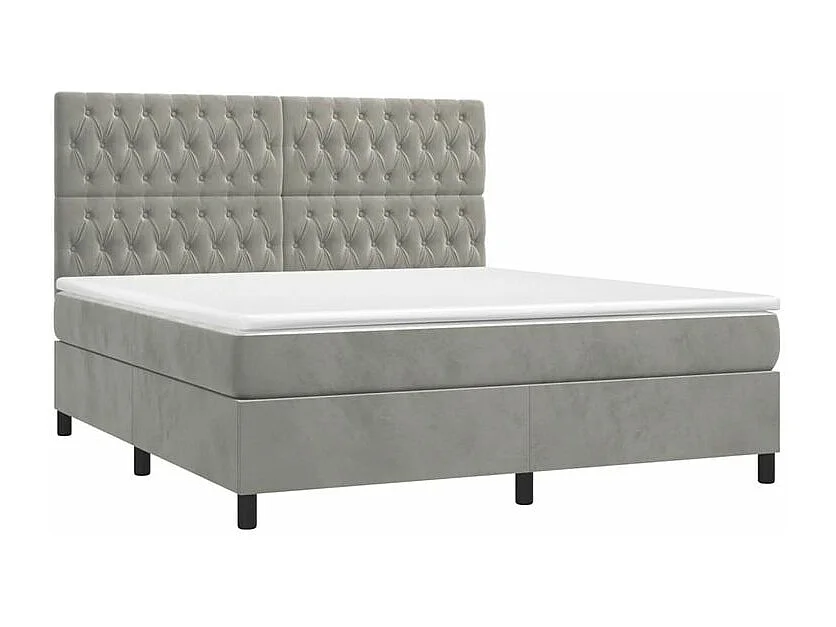 Sommier à lattes de lit matelas et LED Gris clair 160x200
