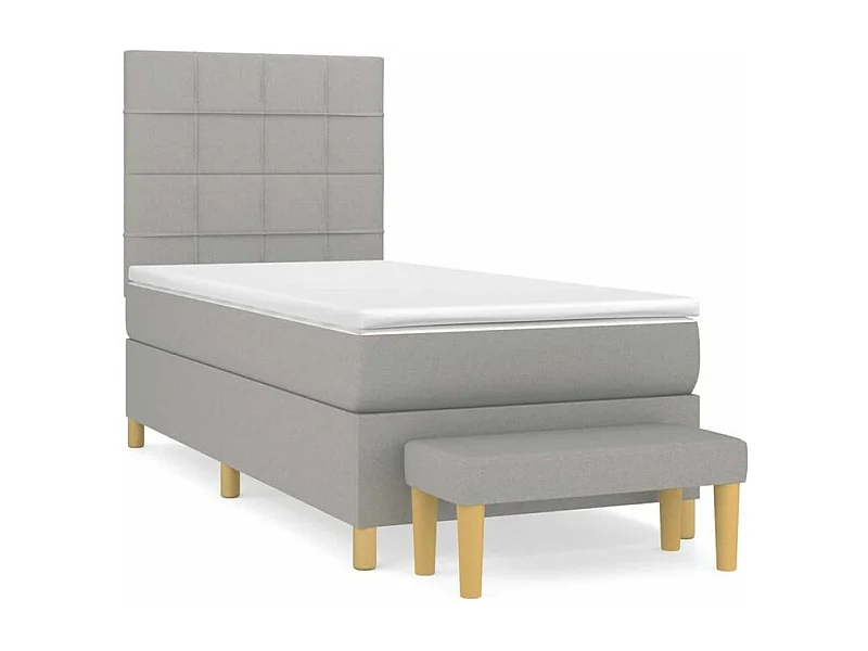 Sommier à lattes de lit avec matelas Gris clair 100x200 Tissu