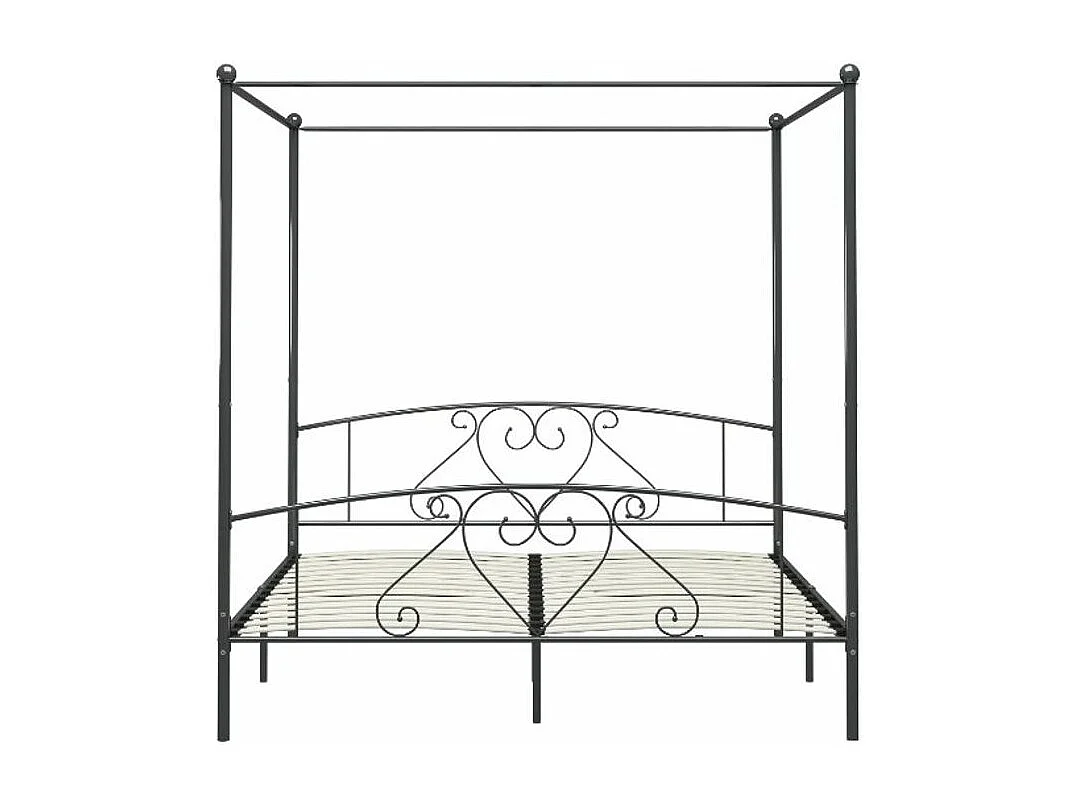 Lit à baldaquin métal gris Tommy 180x200