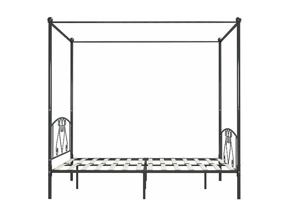 Lit à baldaquin métal gris Tommy 180x200