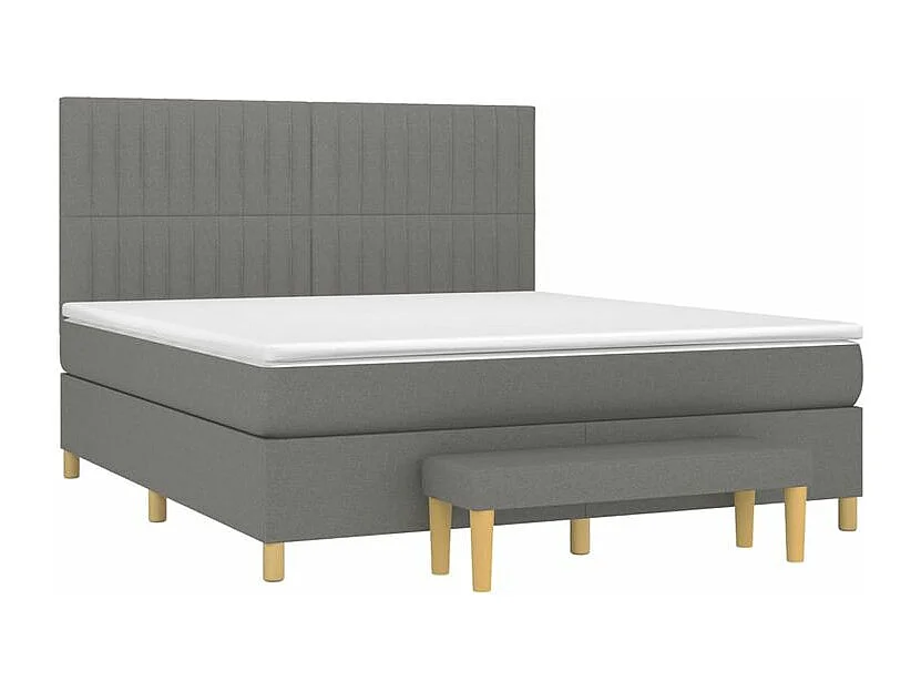 Sommier à lattes de lit avec matelas Gris foncé 160x200 Tissu