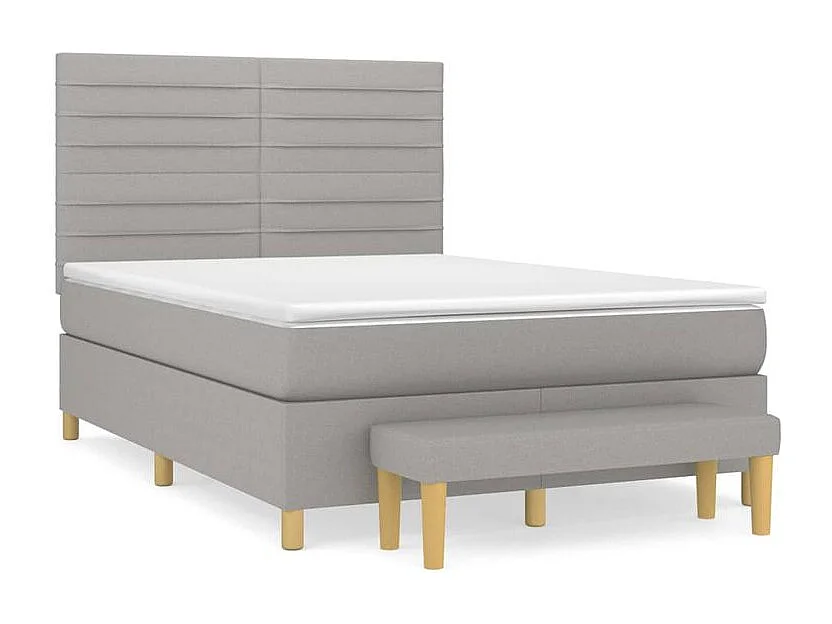 Sommier à lattes de lit avec matelas Gris clair 140x200 Tissu