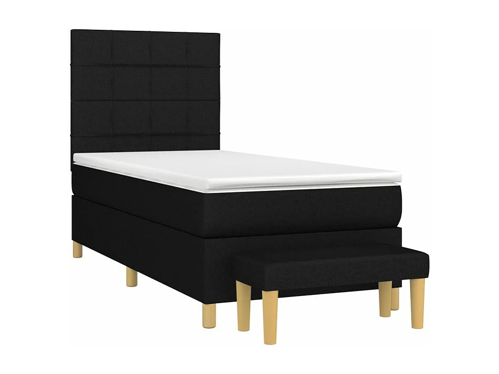 Sommier à lattes de lit et matelas Noir 80x200 Tissu