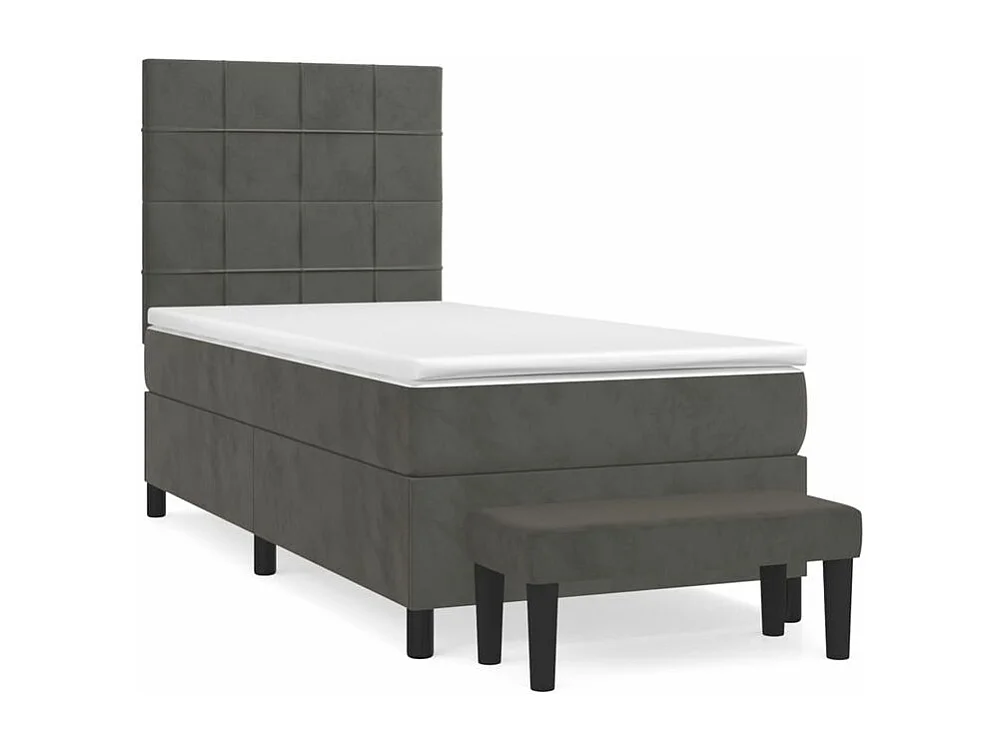 Sommier à lattes de lit et matelas Gris foncé 90x200 Velours