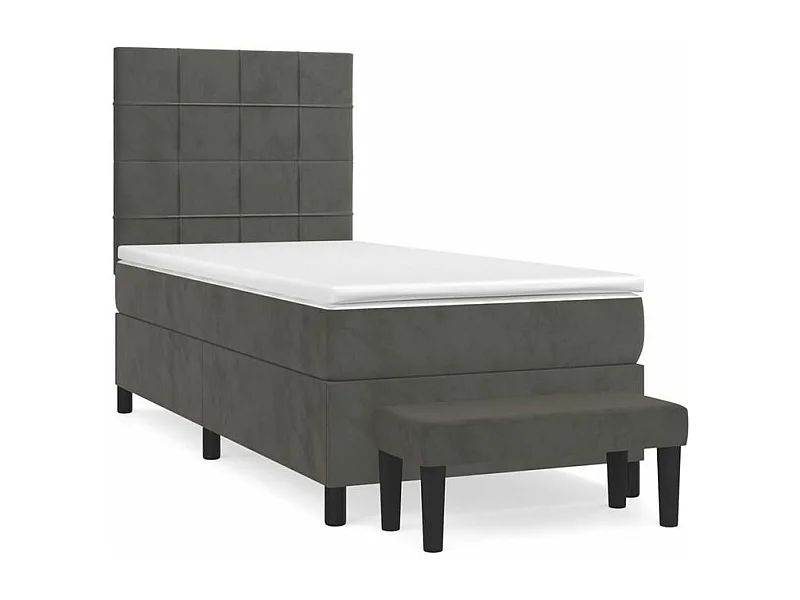 Sommier à lattes de lit et matelas Gris foncé 90x200 Velours