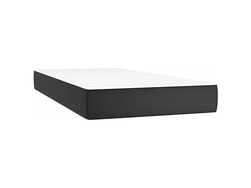 Sommier à lattes de lit avec matelas Noir 90x200 Similicuir