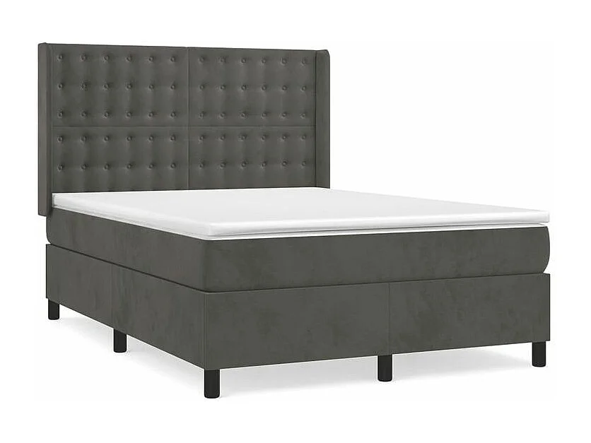 Sommier à lattes de lit et matelas Gris foncé 140x190 Velours