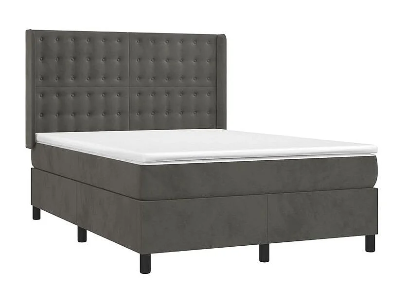 Sommier à lattes de lit et matelas Gris foncé 140x190 Velours