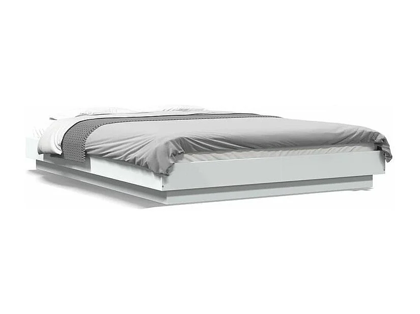 Cadre de lit avec lumières LED blanc 120x200 bois ingénierie