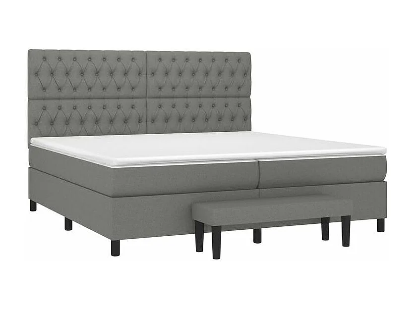 Sommier à lattes de lit avec matelas Gris foncé 200x200 Tissu