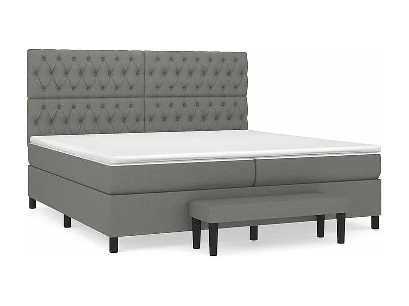 Sommier à lattes de lit avec matelas Gris foncé 200x200 Tissu