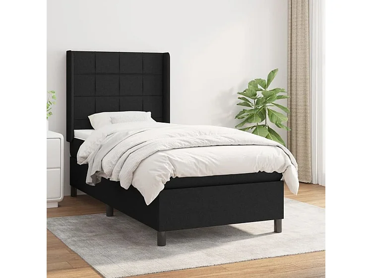 Sommier à lattes de lit et matelas Noir 80x200 Tissu