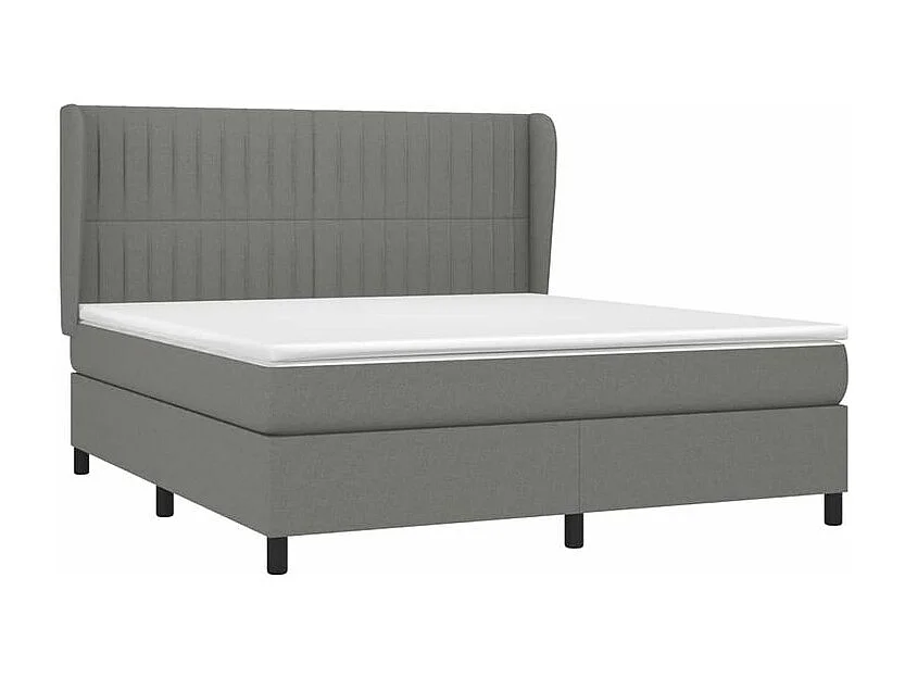 Sommier à lattes de lit avec matelas Gris foncé 160x200 Tissu