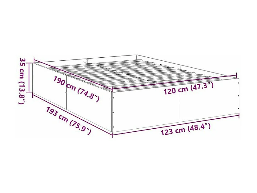 Cadre de lit noir 120x190 bois d'ingénierie